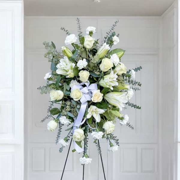 All white standing spray