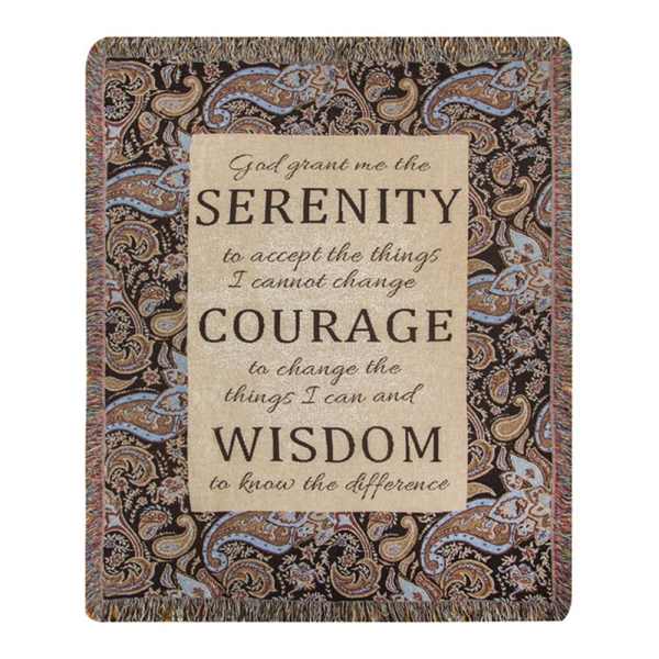 Decorative throw blanket with a Serenity Prayer quote