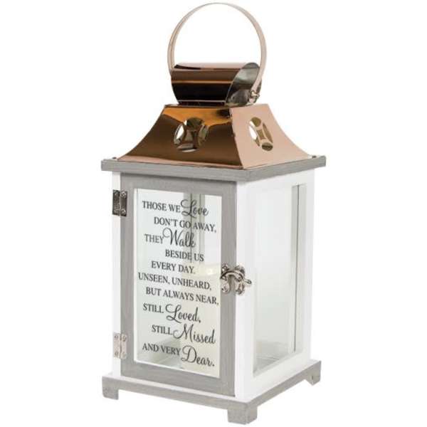 Decorative memorial lantern with a printed sympathy message