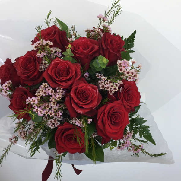 A Dozen Wrapped Roses