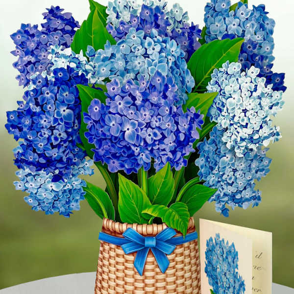 Nantucket Hydrangeas- Fresh Cut Paper Pop-Up Bouquet