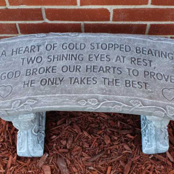 A Heart of Gold Concrete Bench