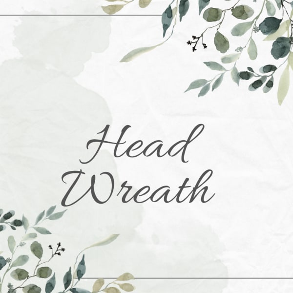 Watercolor-style head wreath sign with leafy border