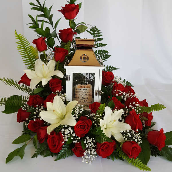 Keepsake Lantern with Roses & Lilies