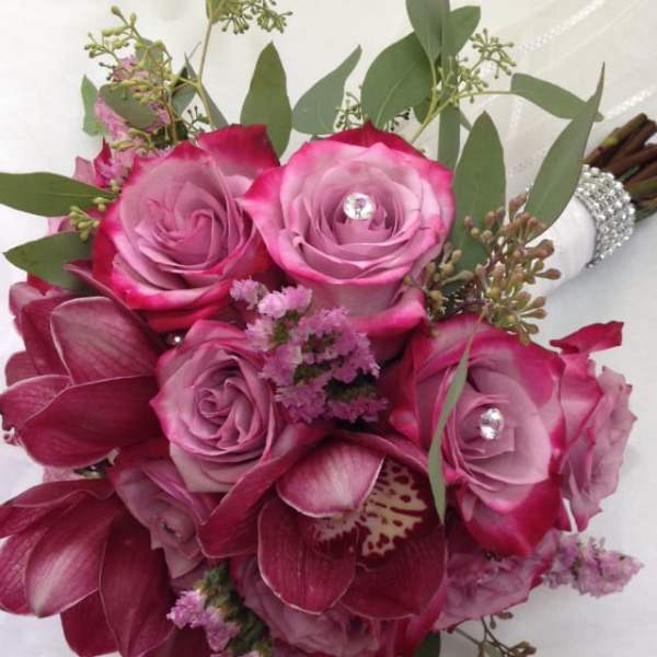 Hot pink wrapped bouquet