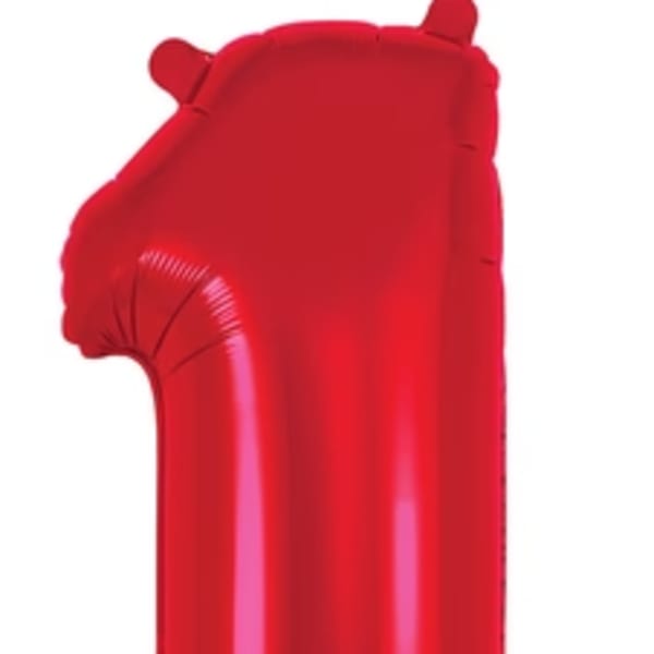 Red foil balloon shaped like the number 1