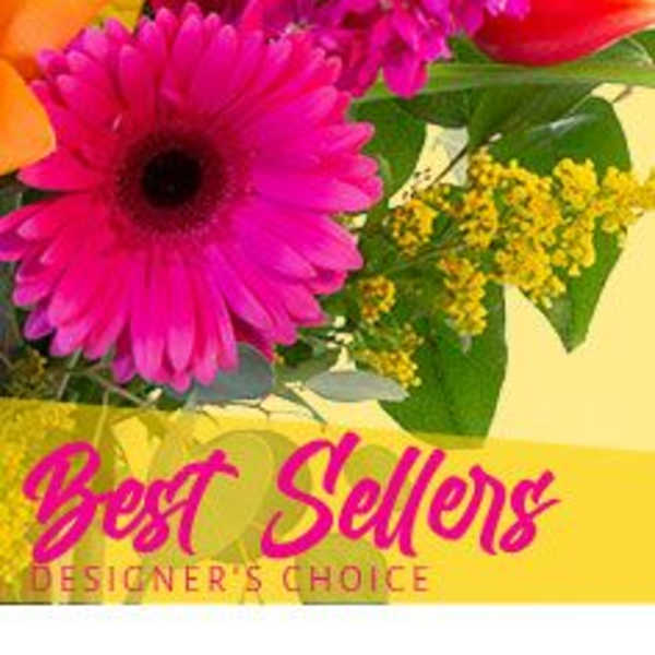 Bright mixed bouquet with a pink gerbera daisy and orange tulips