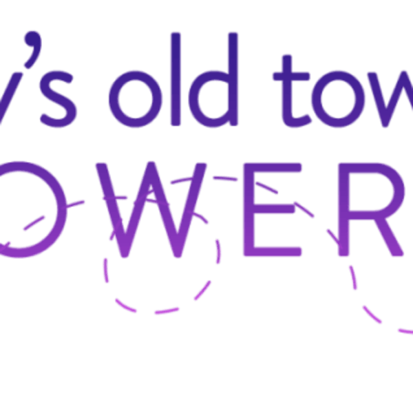 Purple "Maddy's old town FLOWERS" logo with a butterfly graphic