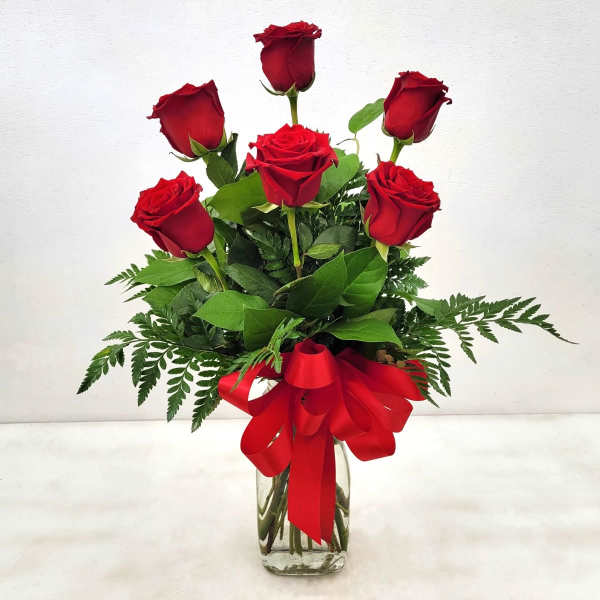 Half a Dozen Roses - Arranged in the vase from your Long Beach Flower Shop ABC Florist