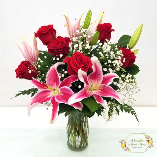 Stargazers and Roses Arrangement
