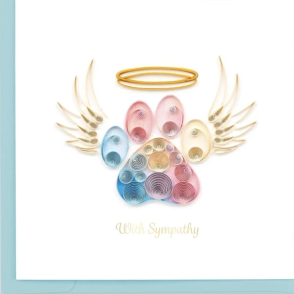 Sympathy card with a pastel angel design and halo
