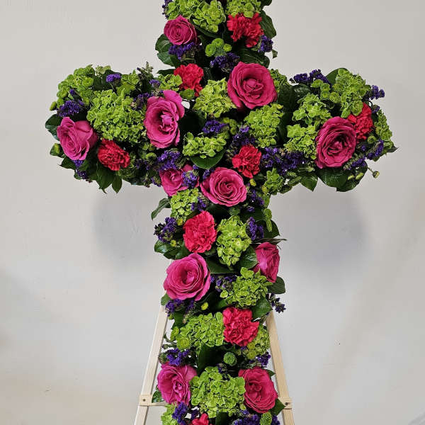 Tribute Rose Floral Cross