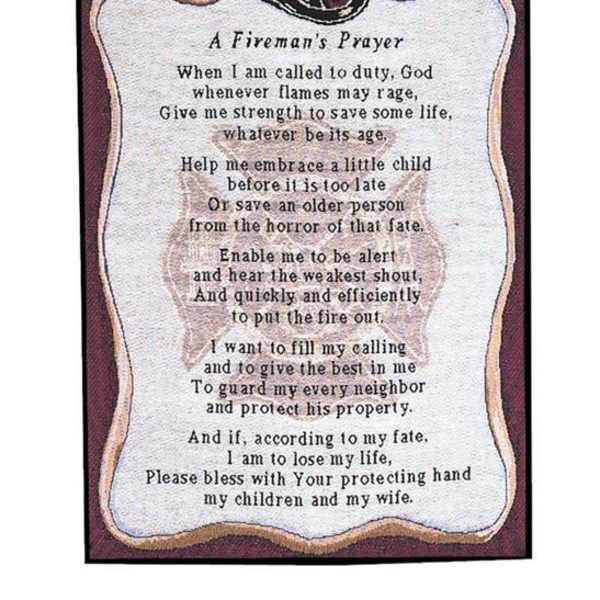 Hanging wall plaque with a firefighter prayer and helmet graphic