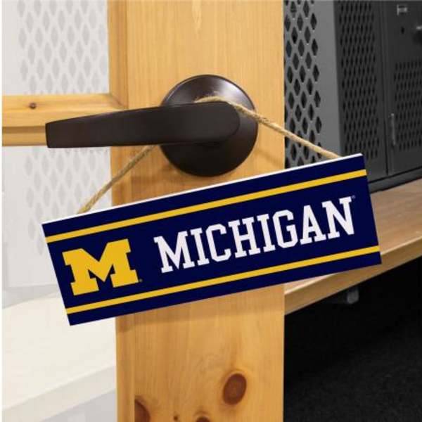 Michigan sign hanging from a door handle