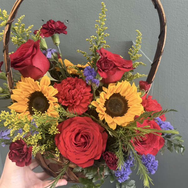 Roses and Sunflower basket