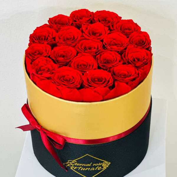 Long Lasting Red Roses in a Round Box Medium
