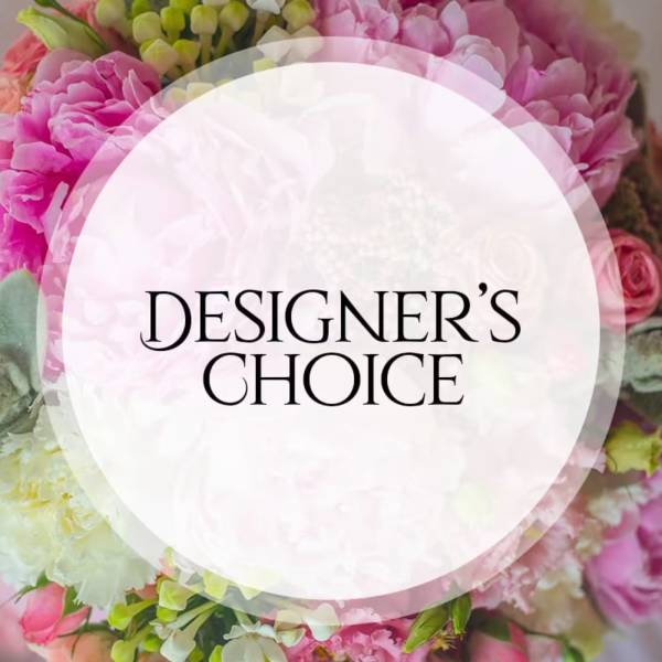 Designer’s choice floral arrangement with pink and white blooms
