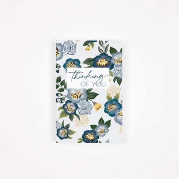 Floral thinking of you greeting card with blue flowers