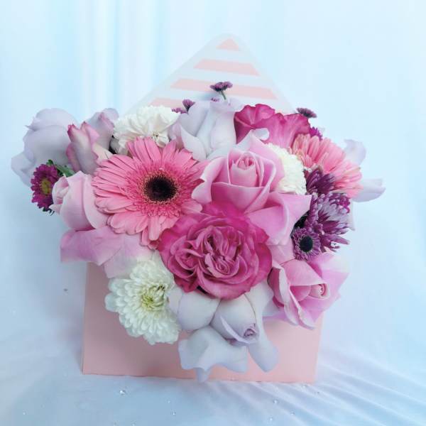 Lilac & Fuchsia Roses Floral Envelope