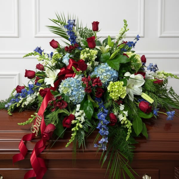 Red, White and Blue Casket Spray