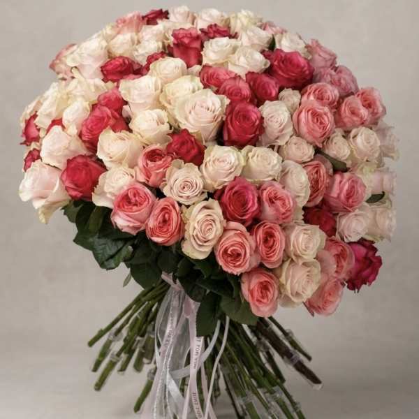 Blush & Crimson 100 Rose Bouquet