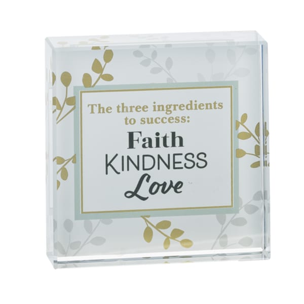Decorative acrylic plaque with the words Faith, Kindness, Love