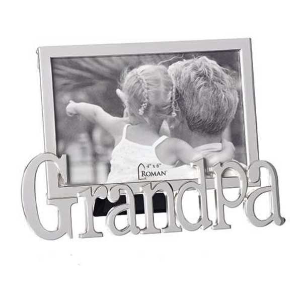 Silver photo frame with the word Grandpa across the bottom