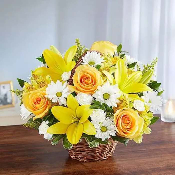 Peace & Blessings Yellow & White basket