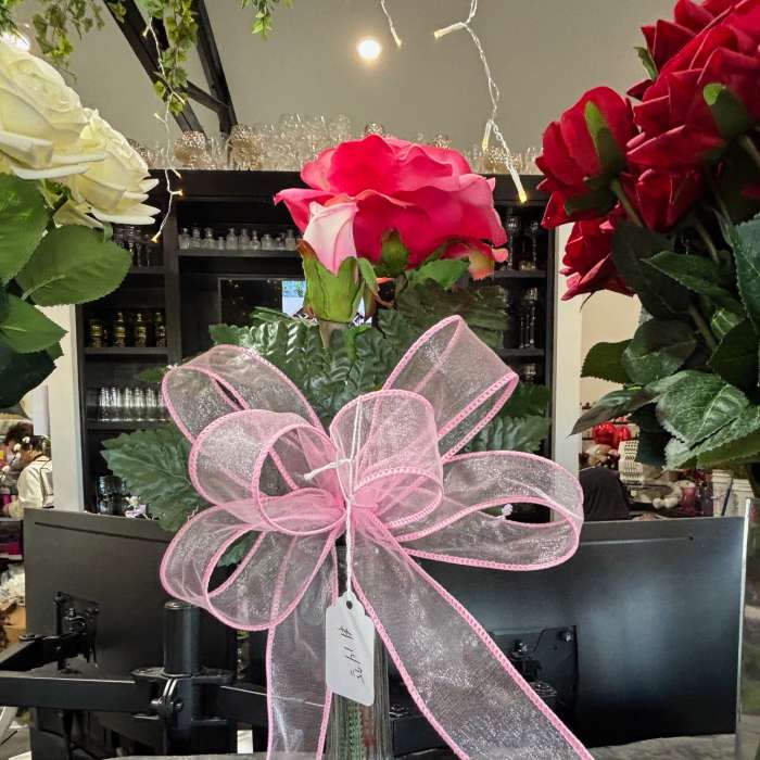 Dark Pink Artificial Garden Rose Budvase