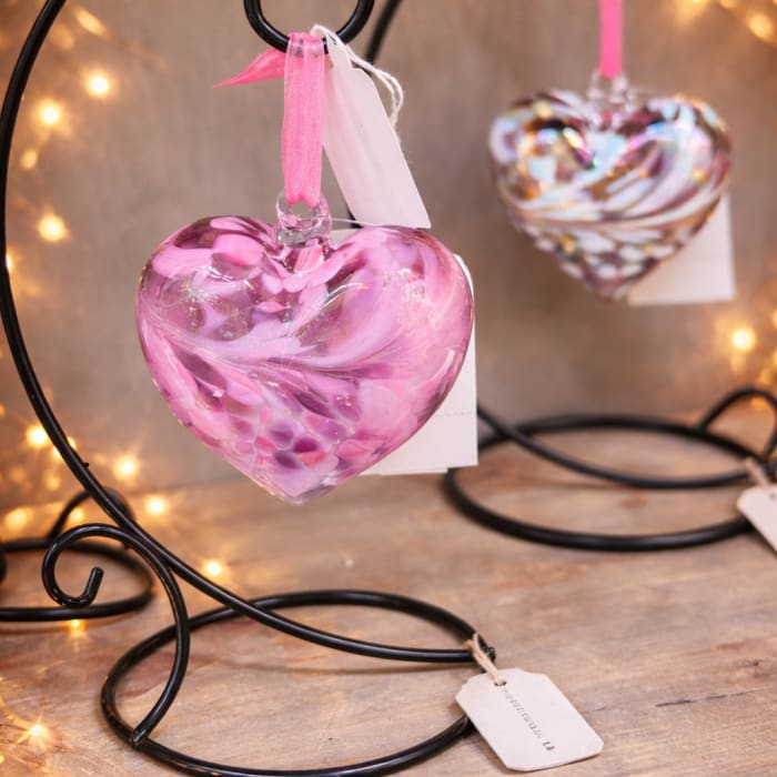 Blown Glass Heart On a Stand