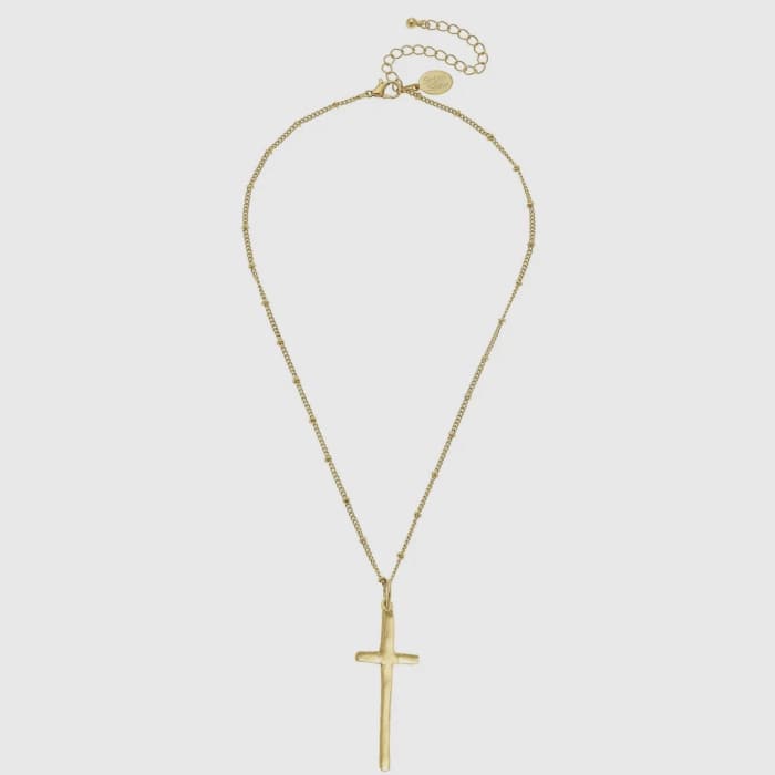 Susan Shaw Dainty Elongated Cross Necklace