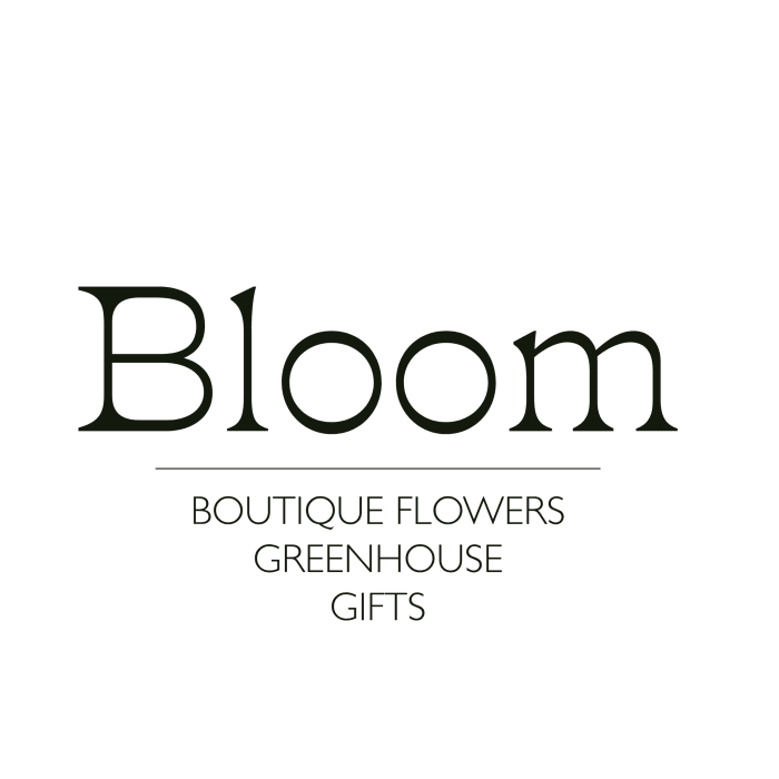 Bloom boutique flowers greenhouse gifts logo on white background
