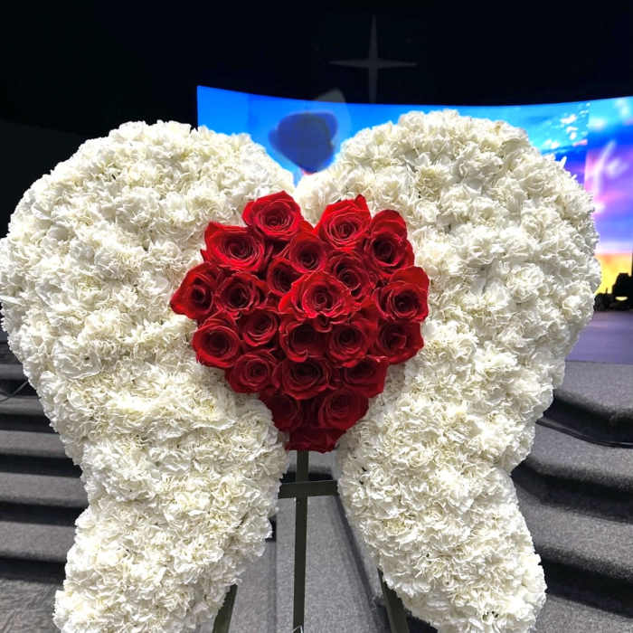 Angel Wings Floral Tribute with Heart