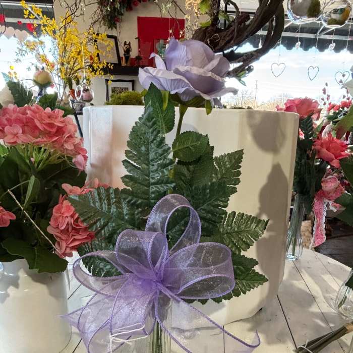 Lavender Artificial Rose Budvase