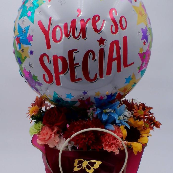 "You’re So Special" Flower Gift Bag with Balloon