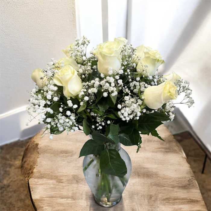 One Dozen White Roses
