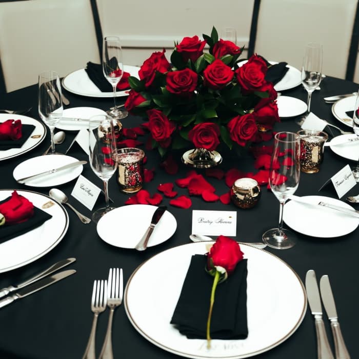 Crimson Classic farm table Centerpiece