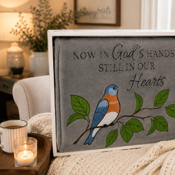 In God’s Hands Embroidered Throw