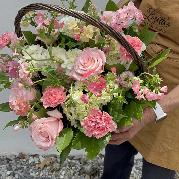 The Brambled – All Pink Flower Basket in Chattanooga, TN