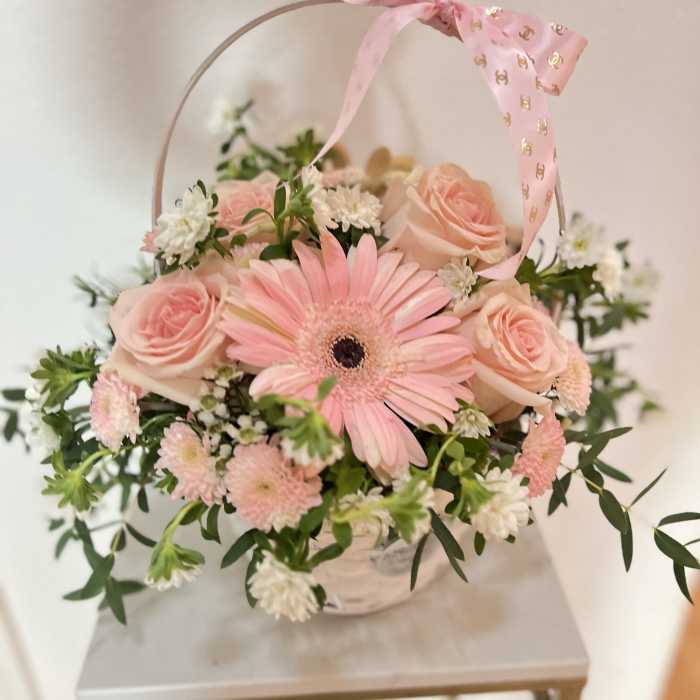 Blush & White Signature Flower Basket
