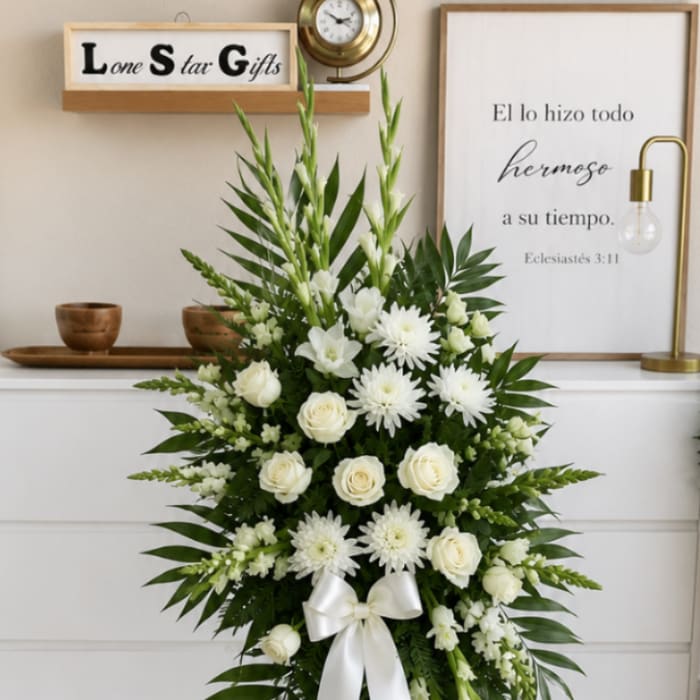 Elegant White Standing Funeral Spray