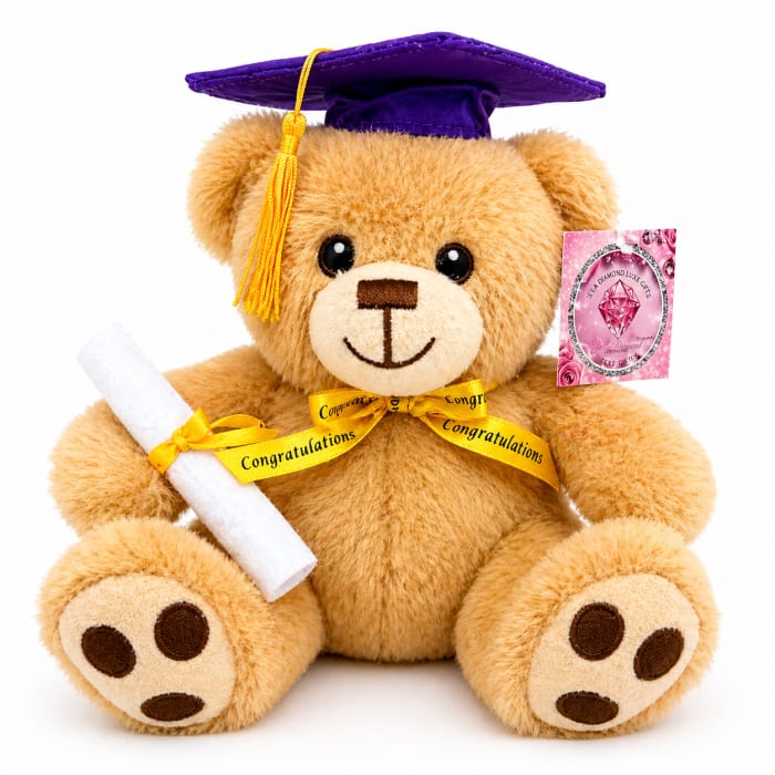Purple Cap Graduation Teddy Bear – Je’La Diamond Luxe Gifts