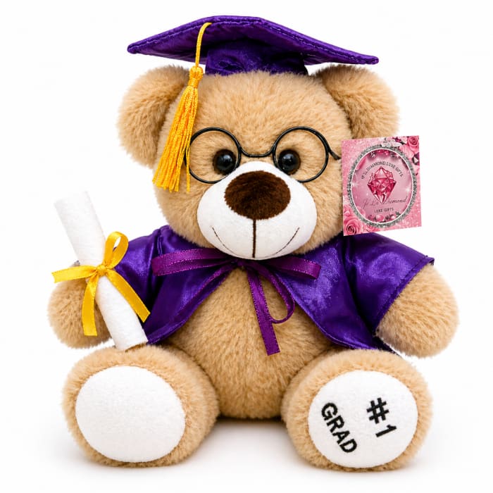 Purple Scholar Graduation Teddy Bear – Je’La Diamond Luxe Gifts