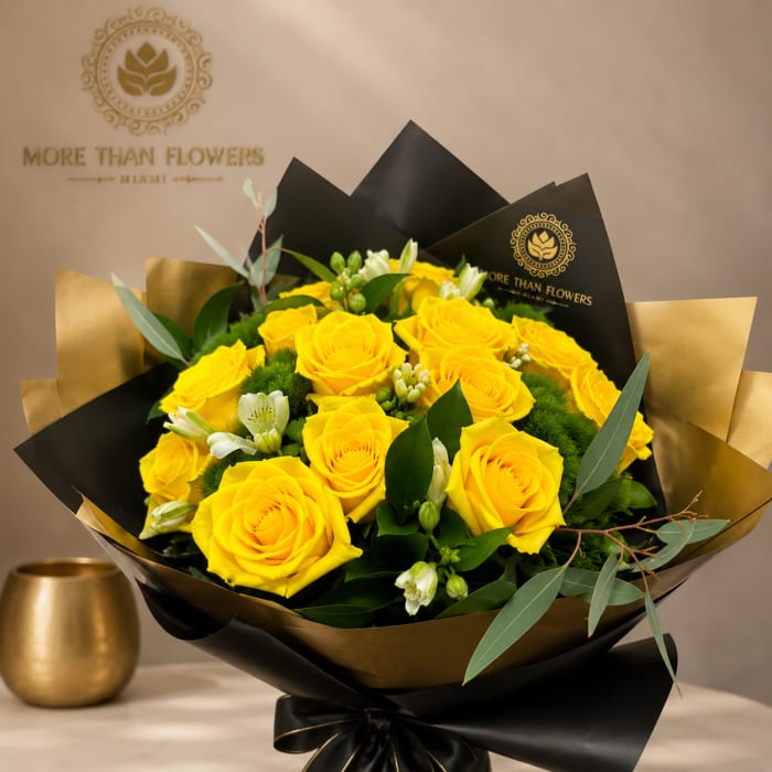 1 Dozen Handheld Bouquet - Yellow