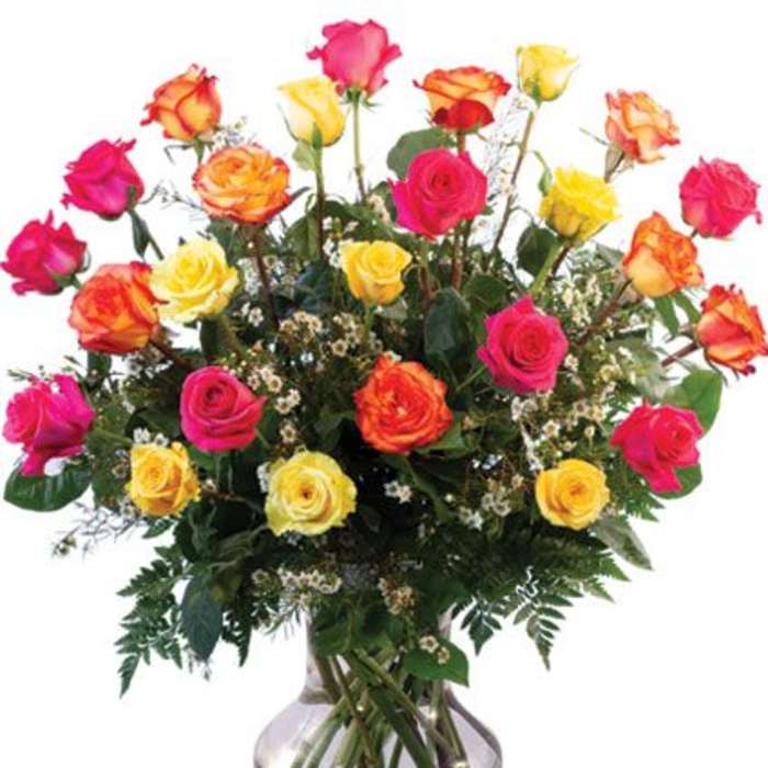 24 Mixed Roses Vase Arrangement