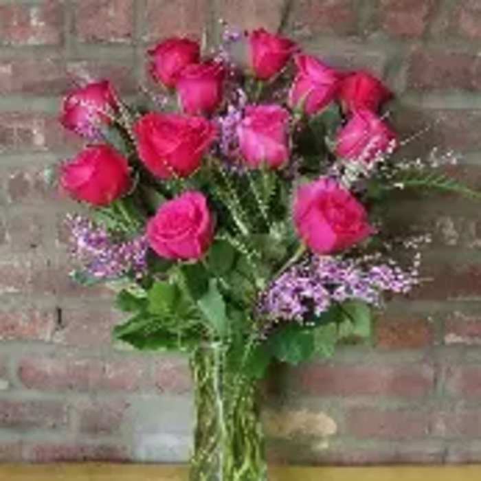 Dozen Hot Pink Roses