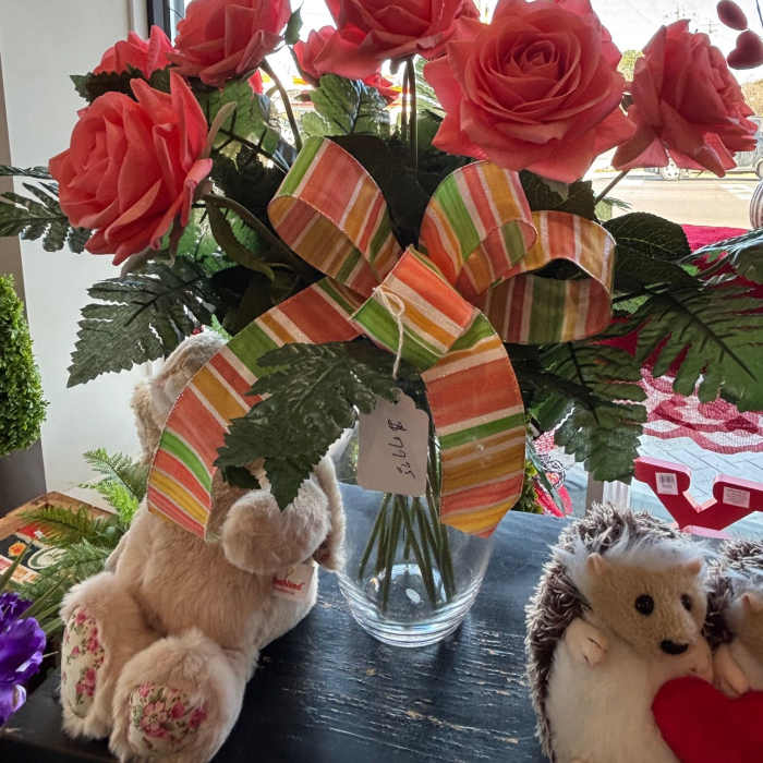One dozen artificial peach roses