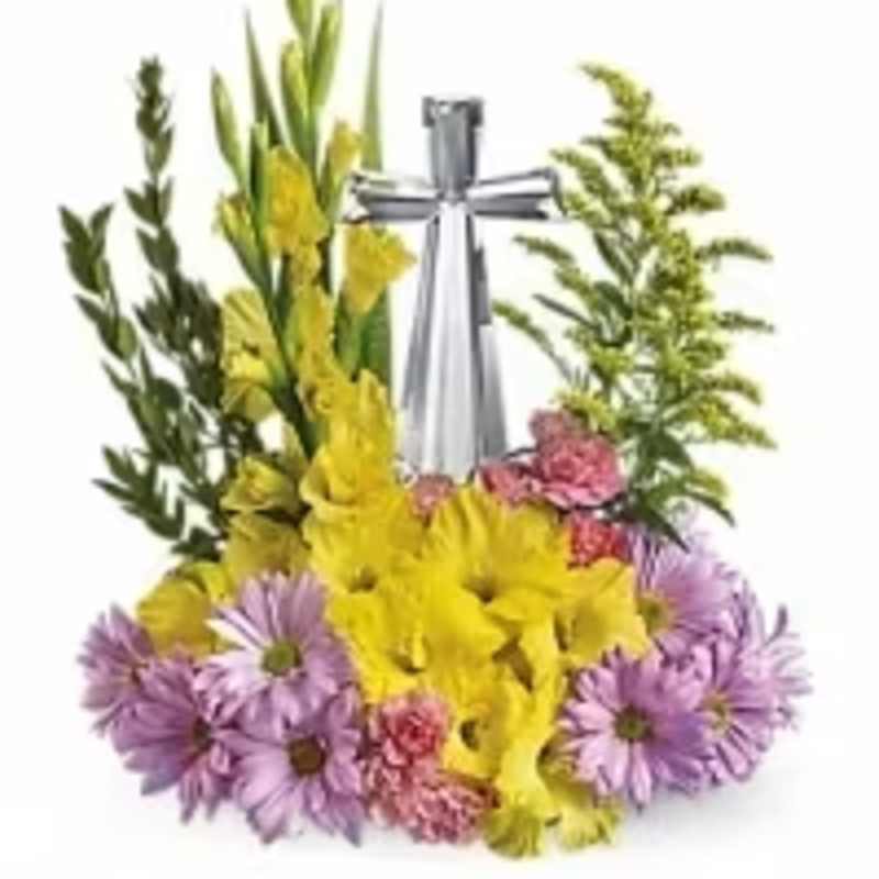 Pastel Crystal Cross Keepsake Arrangement