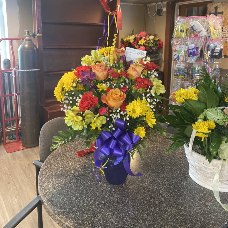 fresh flowers and balloon