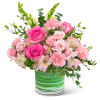 Beautiful vase of snappdrgons, roses and alstromeria lilies.